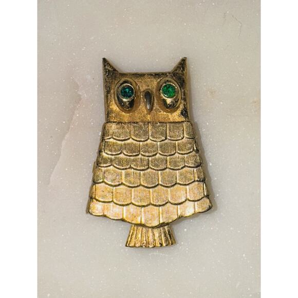 Vintage Avon Owl Solid Perfume Brooch Pin Hinged Locket 2" 1960s Gold Tone - Picture 2 of 5